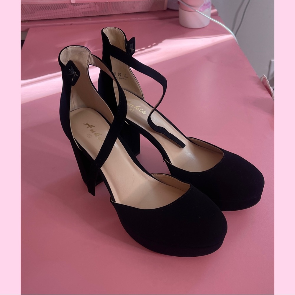 Ankis Black Heels for Women Pumps 4 Inch
